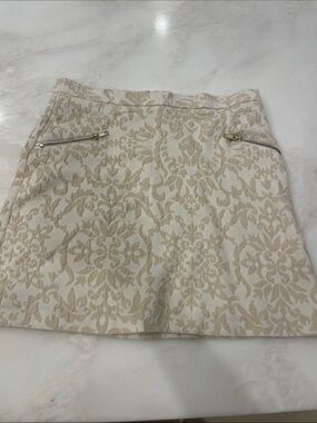 Necessary Objects Girls Cream Floral Brocade/Damask Mini Skirt-Size XL